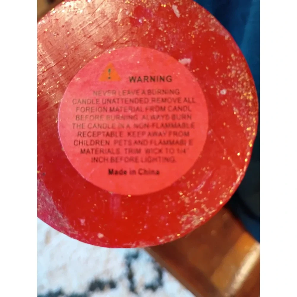 Vintage Red Tapered Cone Pillar Candle Gold Glitter Diamond Lattice 12 Inch